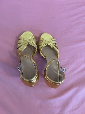 Women's Gold Strappy Open-Toe Sandals